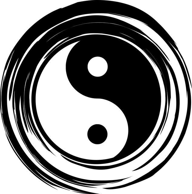 Yin-Yang Symbol, schwarz und durchsichtig, kleines Bild 634x640