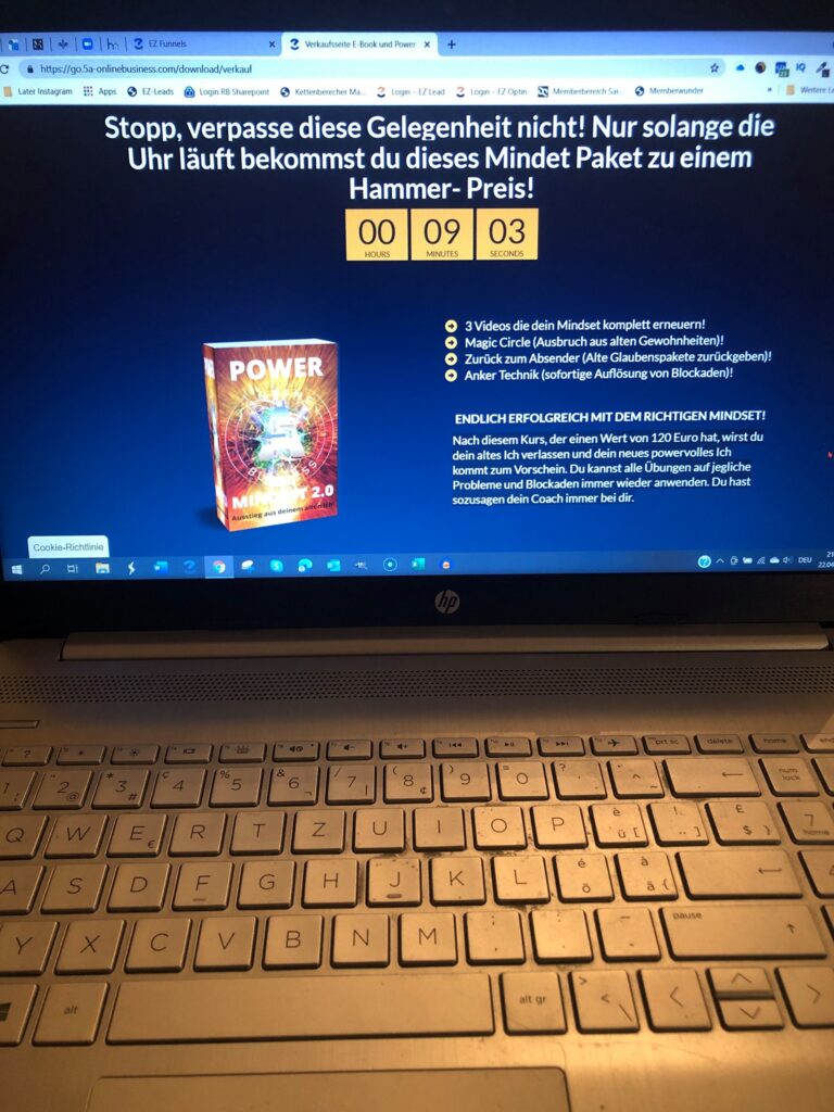 Feger, Ingolf, April 2021, der neue Kurs "POWER" online, auf Laptopbildschirm