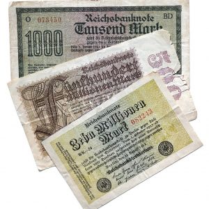 Titelseite Chance, Notgeld Deutschland 1923, 3 verschiedene Scheine